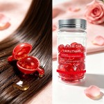 YU RAN SHI Hair Vitamin Capsules, Rose Extract Repairing Shining Hair Oil Capsules 40 Counts