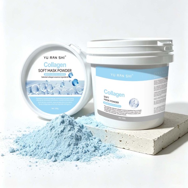 YU RAN SHI Collagen Soft Mask Powder, Hydrating Firming Brightening Salon Modeling Mask Powder 500g Bucket
