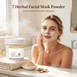 YU RAN SHI 7 Herbal Extract Facial Powder Mask, Soothing Brightening Pore‑Cleansing Salon Modeling Mask Powder 500g Bucket