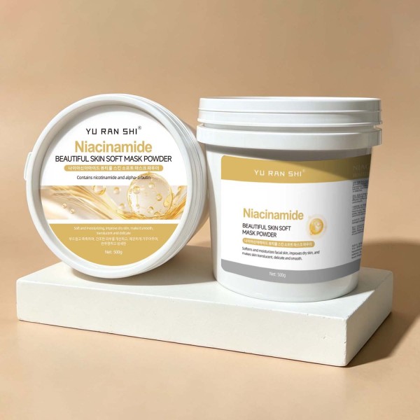 YU RAN SHI Niacinamide Beautiful Skin Soft Mask Powder, Brightening Even‑Tone Hydrating Salon Modeling Mask Powder 500g Bucket