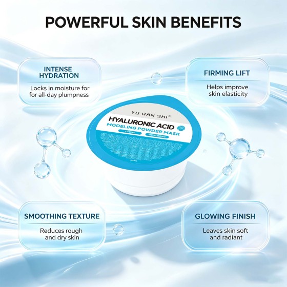 YU RAN SHI Hyaluronic Acid Modeling Powder Mask, Hydrating Lifting Brightening Salon‑Use Rubber Mask Powder 500g Bucket