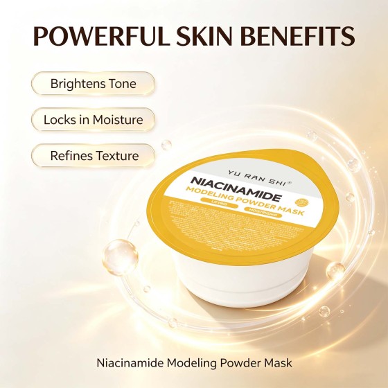 YU RAN SHI Niacinamide Modeling Powder Mask, Brightening Moisturizing Refining Salon‑Use Rubber Mask Powder 500g Bucket