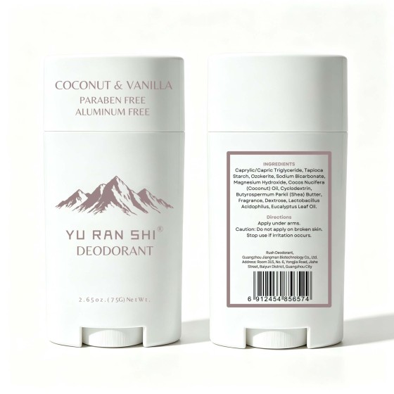 YU RAN SHI Coconut & Vanilla Deodorant Stick, Aluminum‑Free & Paraben‑Free Underarm Odor Control Deodorant 75g