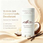 YU RAN SHI Coconut & Vanilla Deodorant Stick, Aluminum‑Free & Paraben‑Free Underarm Odor Control Deodorant 75g
