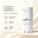 YU RAN SHI Coconut & Vanilla Deodorant Stick, Aluminum‑Free & Paraben‑Free Underarm Odor Control Deodorant 75g