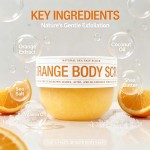 Orange Sea Salt Body Scrub, Gentle Exfoliating Scrub for Ingrown Hair, Rough Skin & Blemishes, Brightening Body Exfoliator