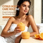 Orange Sea Salt Body Scrub, Gentle Exfoliating Scrub for Ingrown Hair, Rough Skin & Blemishes, Brightening Body Exfoliator