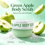 Green Apple Sea Salt Body Scrub, Refreshing Exfoliating Scrub for Ingrown Hair, Rough Skin & Blemishes, Brightening Body Exfoliator