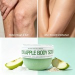 Green Apple Sea Salt Body Scrub, Refreshing Exfoliating Scrub for Ingrown Hair, Rough Skin & Blemishes, Brightening Body Exfoliator