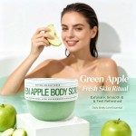 Green Apple Sea Salt Body Scrub, Refreshing Exfoliating Scrub for Ingrown Hair, Rough Skin & Blemishes, Brightening Body Exfoliator