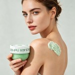 Green Apple Sea Salt Body Scrub, Refreshing Exfoliating Scrub for Ingrown Hair, Rough Skin & Blemishes, Brightening Body Exfoliator