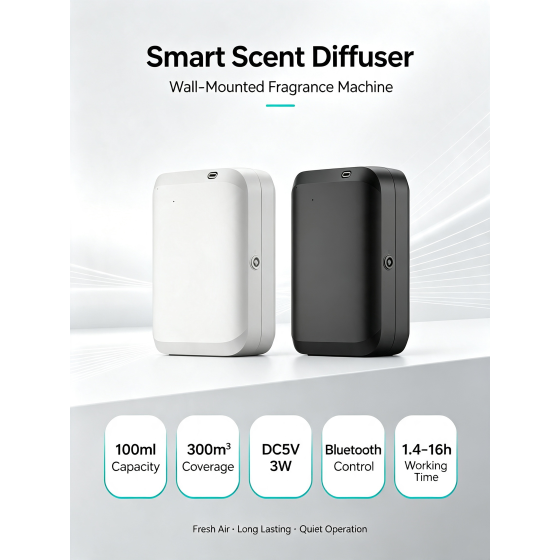 Smart Scent Diffuser Wall‑Mounted Fragrance Machine 100ml Bluetooth Control