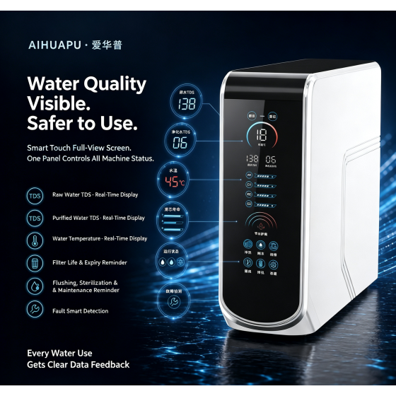 AIHUAPU AHP‑S4 1000G Mountain‑Spring Mineral RO Water Purifier, Dual Water(Pure Water / Strontium‑Rich Mineral Water), Smart Display Faucet, UV Mineralization Filter