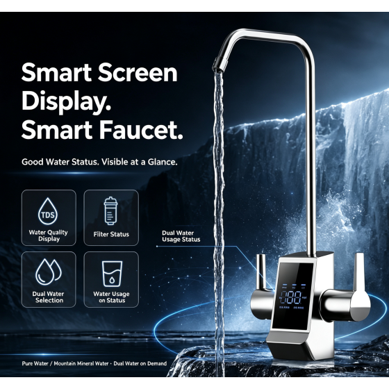 AIHUAPU AHP‑S4 1000G Mountain‑Spring Mineral RO Water Purifier, Dual Water(Pure Water / Strontium‑Rich Mineral Water), Smart Display Faucet, UV Mineralization Filter