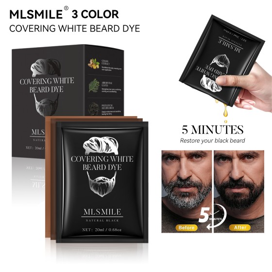MLSMILE cross-border exclusive men's beard dye, hair dye cream, bubble plant-based hair dye.