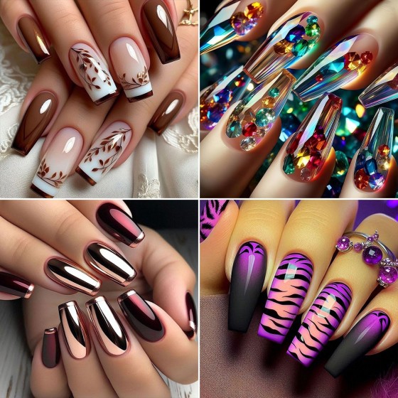New cross-border nail art, long wearable nail art, wholesale nail tips, 24 pieces, wearable false nail stickers