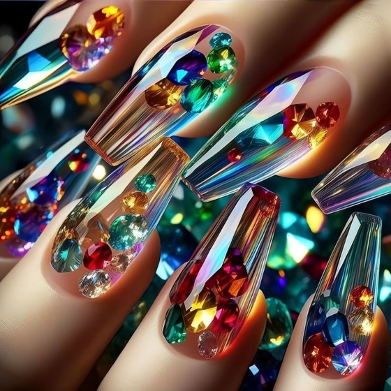 New cross-border nail art, long wearable nail art, wholesale nail tips, 24 pieces, wearable false nail stickers