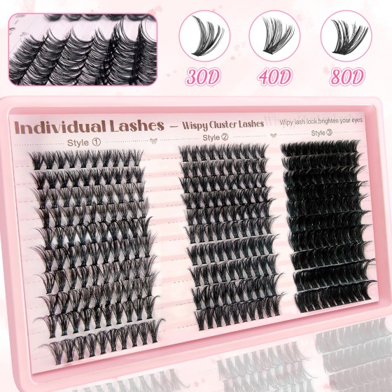 Cross-border 30D 40D 50D segmented false eyelash set, new style, 300 clusters of eyelashes