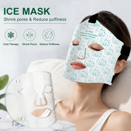 Cross-border - FDA beauty mask silicone photon beauty instrument red and blue light home use facial LED color light cooling mask device