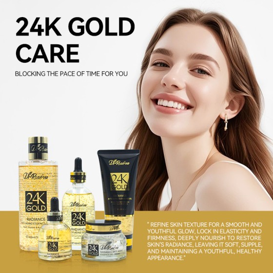Wholesale Cross-Border Skincare Sets (All-English Packaging): Moisturizing, Anti-Aging, and Anti-Wrinkle 24K Gold Cream & Serum