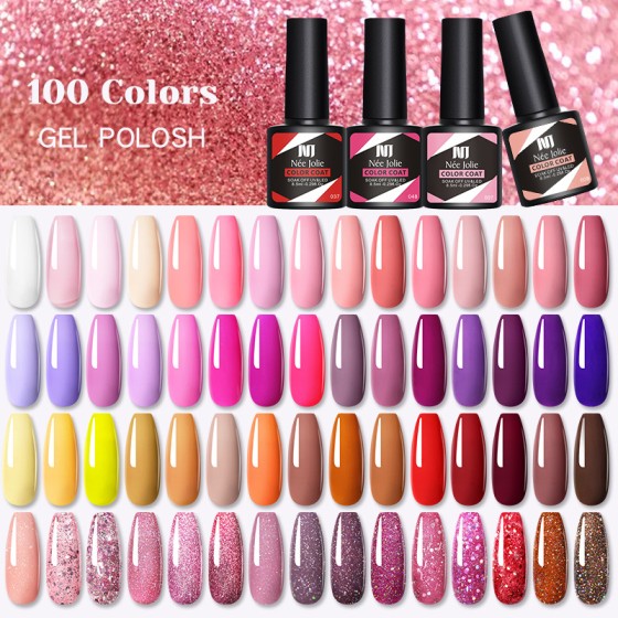 Cross-border Nee Jolie's popular UV gel nail polish set with glitter, gel base, and top coat.