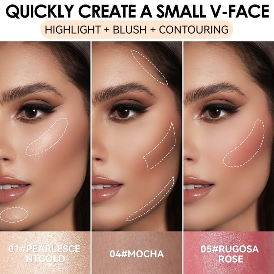 Cross-border - Highlighter & contour stick, contouring pencil, under-eye brightener, face blush, multi-functional makeup.