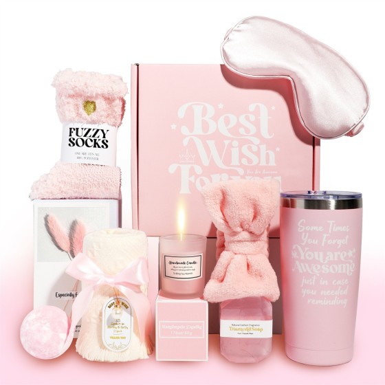 10Pcs Pink Self Care Spa Gift Set for Women, Birthday Mother’s Day Gift Basket