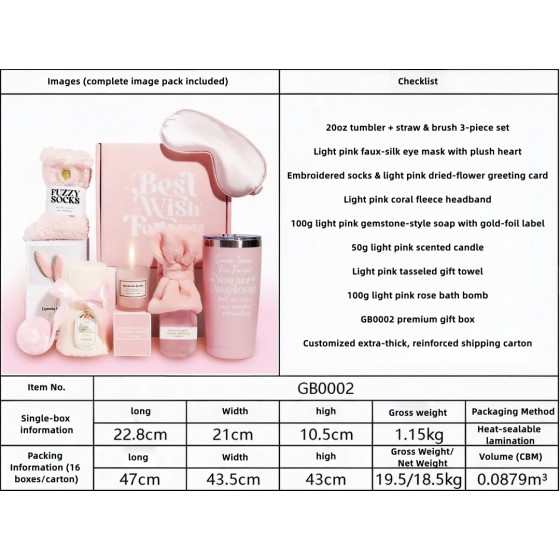 10Pcs Pink Self Care Spa Gift Set for Women, Birthday Mother’s Day Gift Basket