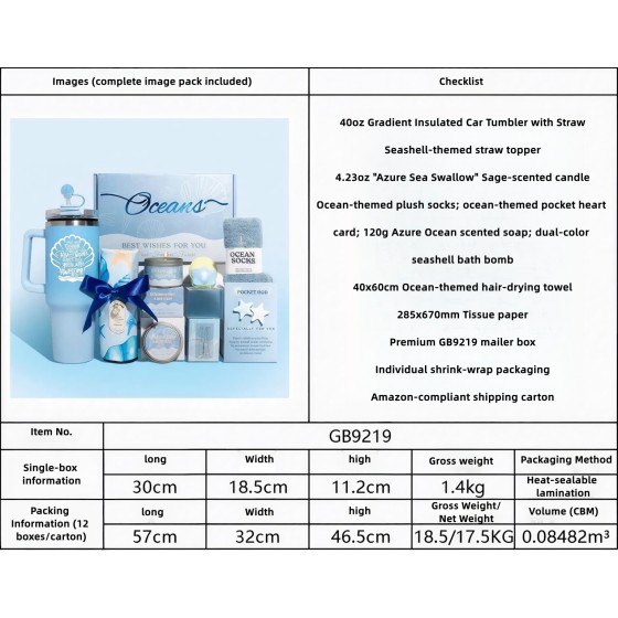 Ocean Beach Spa Self Care Gift Set for Women, Coastal Themed Relaxation Gift Basket