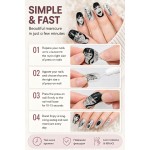 Dark Tomie Manga‑Style Press‑On Nails, Medium Oval Black‑White Anime Hand‑Painted Horror Aesthetic 2D False Nails