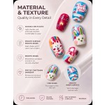 Cute Graffiti Bunny Press‑On Nails, Short Square Colorful Hand‑Painted Cartoon Sweet Girl Aesthetic False Nails