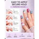 Cute Graffiti Bunny Press‑On Nails, Short Square Colorful Hand‑Painted Cartoon Sweet Girl Aesthetic False Nails