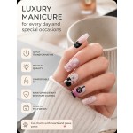 Sweet‑Cool Pink‑Black Cat Press‑On Nails, Medium‑Short Square Checkered Heart Paw Cute Girl Aesthetic False Nails