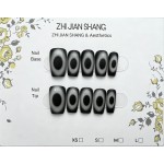 Cool‑toned Black‑Grey Gradient Aperture Press‑On Nails, Medium‑Long T Shape Matte Metallic Cat‑Eye Vibe False Nails
