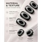 Cool‑toned Black‑Grey Gradient Aperture Press‑On Nails, Medium‑Long T Shape Matte Metallic Cat‑Eye Vibe False Nails