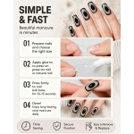 Cool‑toned Black‑Grey Gradient Aperture Press‑On Nails, Medium‑Long T Shape Matte Metallic Cat‑Eye Vibe False Nails