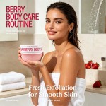 Strawberry Sea Salt Body Scrub, Gentle Exfoliating Scrub for Ingrown Hair, Rough Skin & Blemishes, Skin Smoothing Body Exfoliator