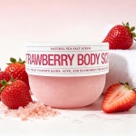 Strawberry Sea Salt Body Scrub, Gentle Exfoliating Scrub for Ingrown Hair, Rough Skin & Blemishes, Skin Smoothing Body Exfoliator